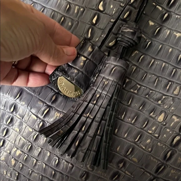 Croc-Embossed Leather Brahmin Purple Tote Bag - Picture 8 of 8